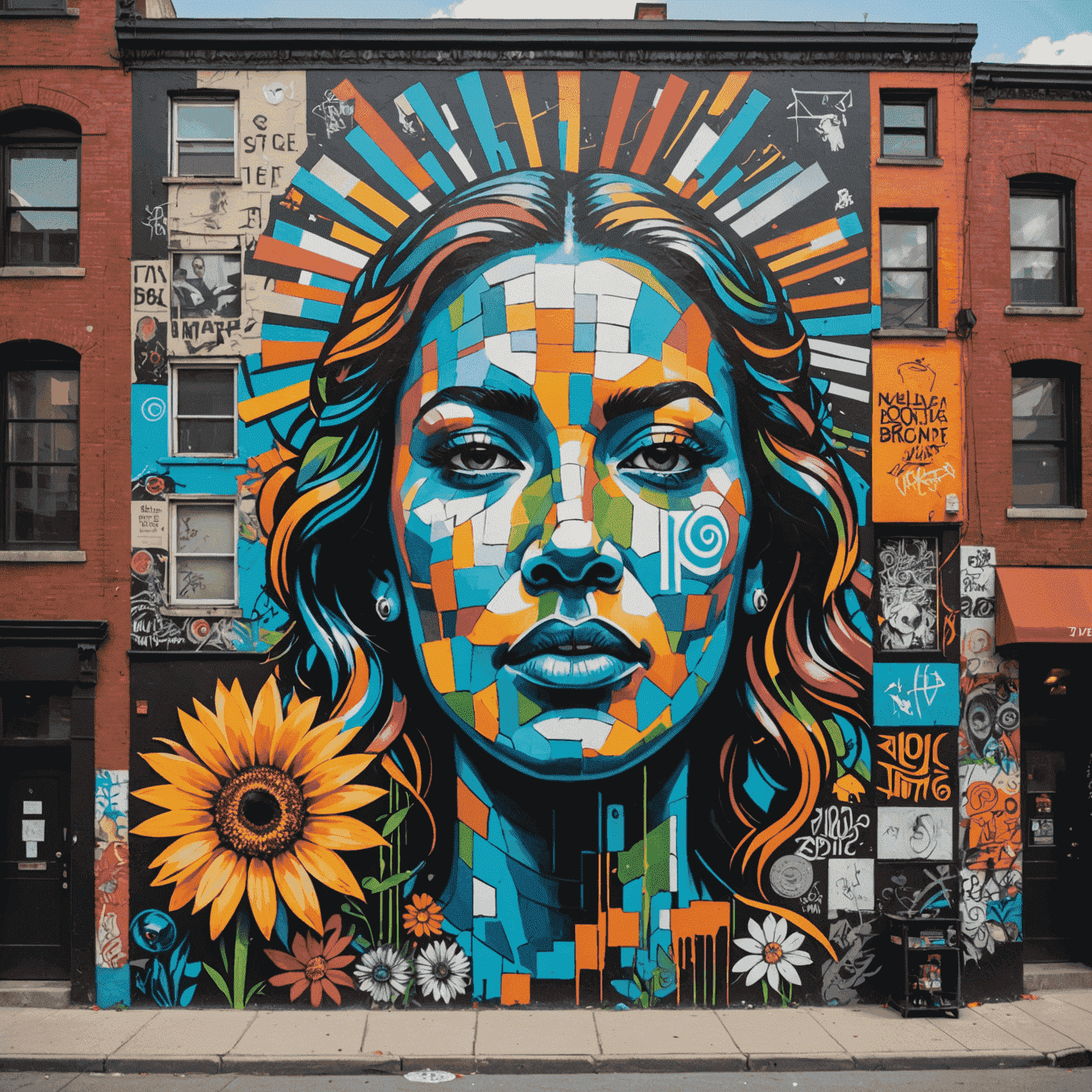 Collage of vibrant street art murals from various New York City neighborhoods, showcasing diverse styles and themes