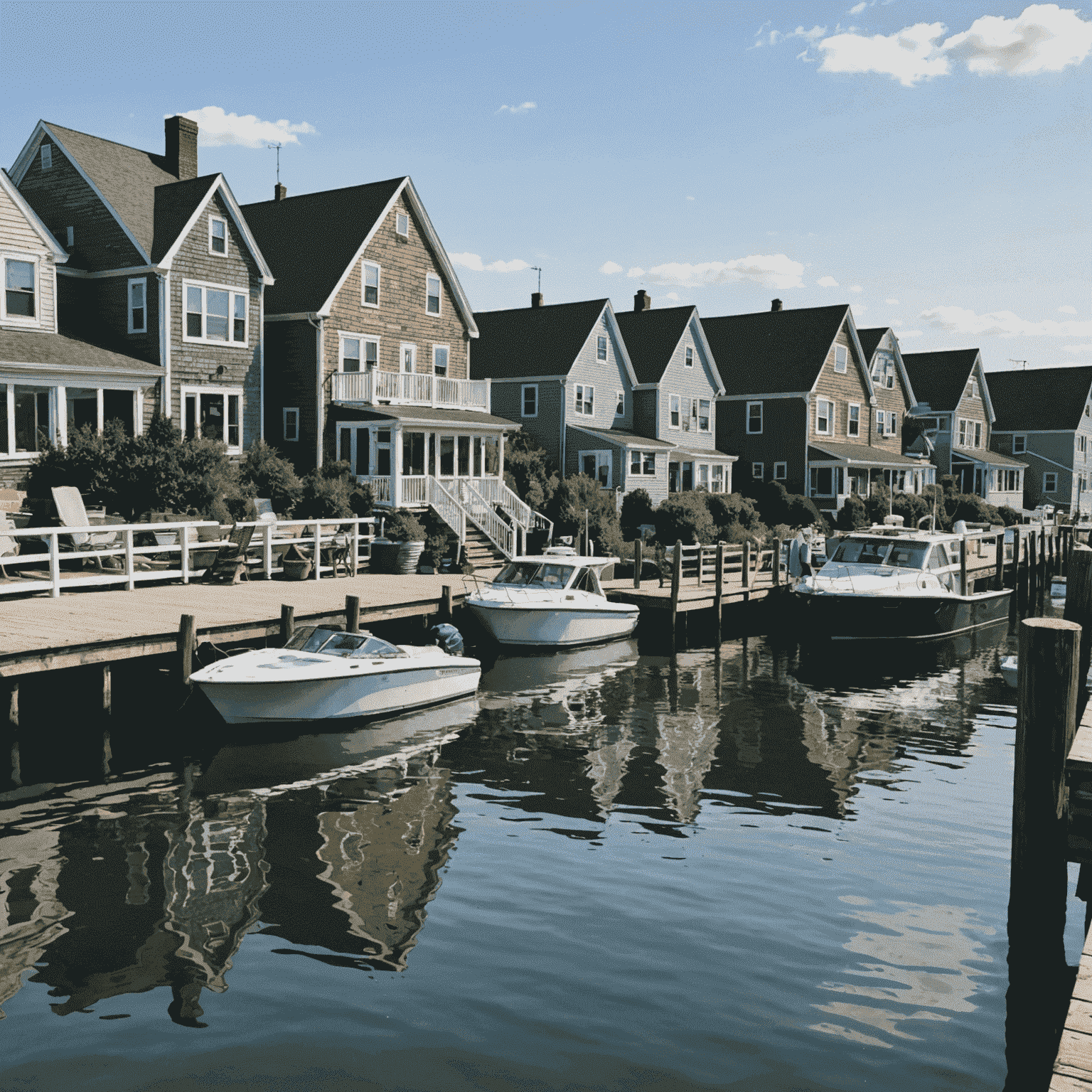 Waterfront homes and boats in Broad Channel, Queens